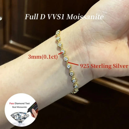 NKHOG 5mm Full Moissanite Bubble Bracelets For Women 925 Sterling Silver Double Color Diamond Bangle Party Jewelry GRA Wholesale