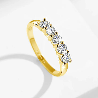 14K Gold Filled Pink Moissanite Rings 5 Stone D VVS1 for Women Man with 1/20th 14 Karat Gold Engagement Wedding Jewelry