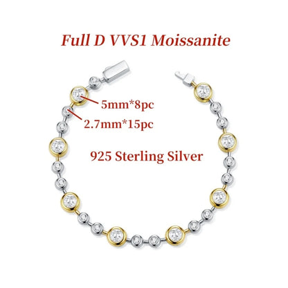 NKHOG 5mm Full Moissanite Bubble Bracelets For Women 925 Sterling Silver Double Color Diamond Bangle Party Jewelry GRA Wholesale