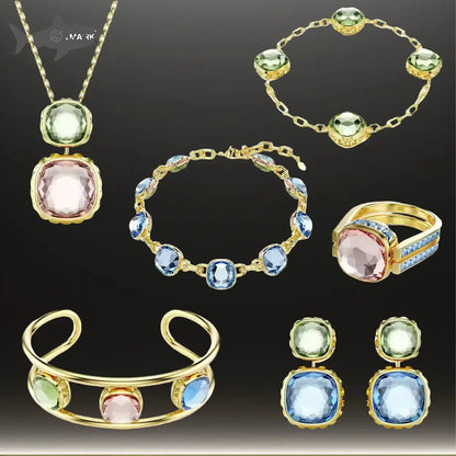 2025 New Hot Selling High-end Design Necklace Pendant Earrings Bracelet Jewelry Set Dopamine Color Scheme Simple and Generous