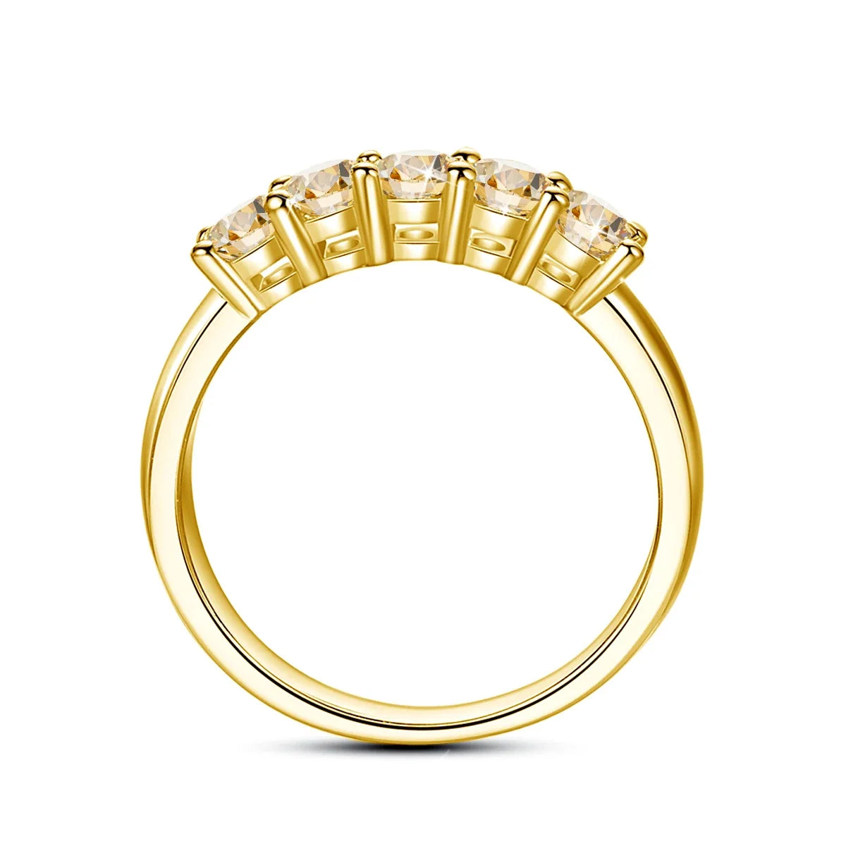 14K Gold Filled Pink Moissanite Rings 5 Stone D VVS1 for Women Man with 1/20th 14 Karat Gold Engagement Wedding Jewelry