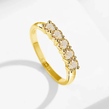 14K Gold Filled Pink Moissanite Rings 5 Stone D VVS1 for Women Man with 1/20th 14 Karat Gold Engagement Wedding Jewelry