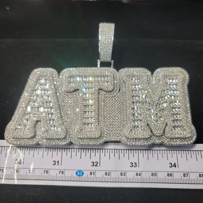 Iced Out Whole Piece Big Letter Pendant Solid Back Personalized Name Necklace With 20MM Cuban Chain Fashion Jewelry For Party