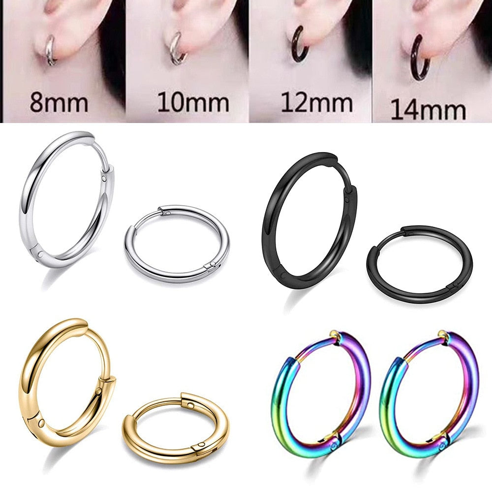 2025 New Simple Stainless Steel Small Hoop Earrings for Women Men Cartilage Ear Piercing Jewelry Pendientes Hombre Mujer
