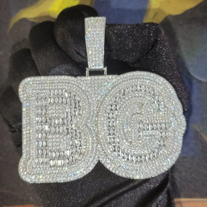 Iced Out Whole Piece Big Letter Pendant Solid Back Personalized Name Necklace With 20MM Cuban Chain Fashion Jewelry For Party